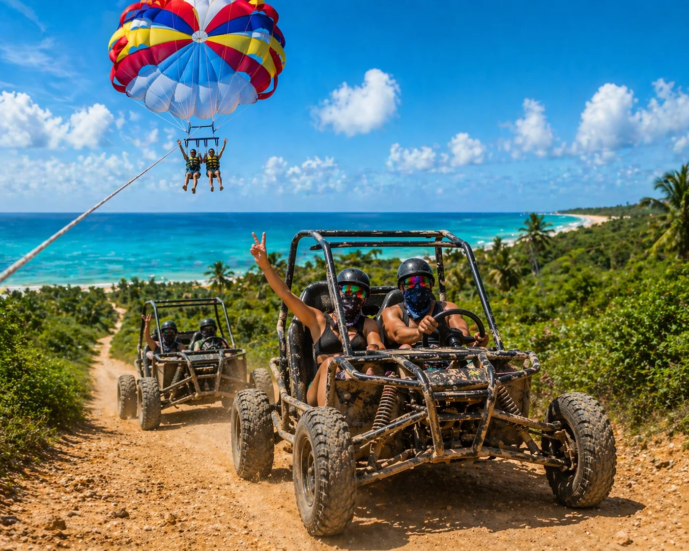 Tour en Buggy + Parasailing en Punta Cana (Visita Cenote Gratis)